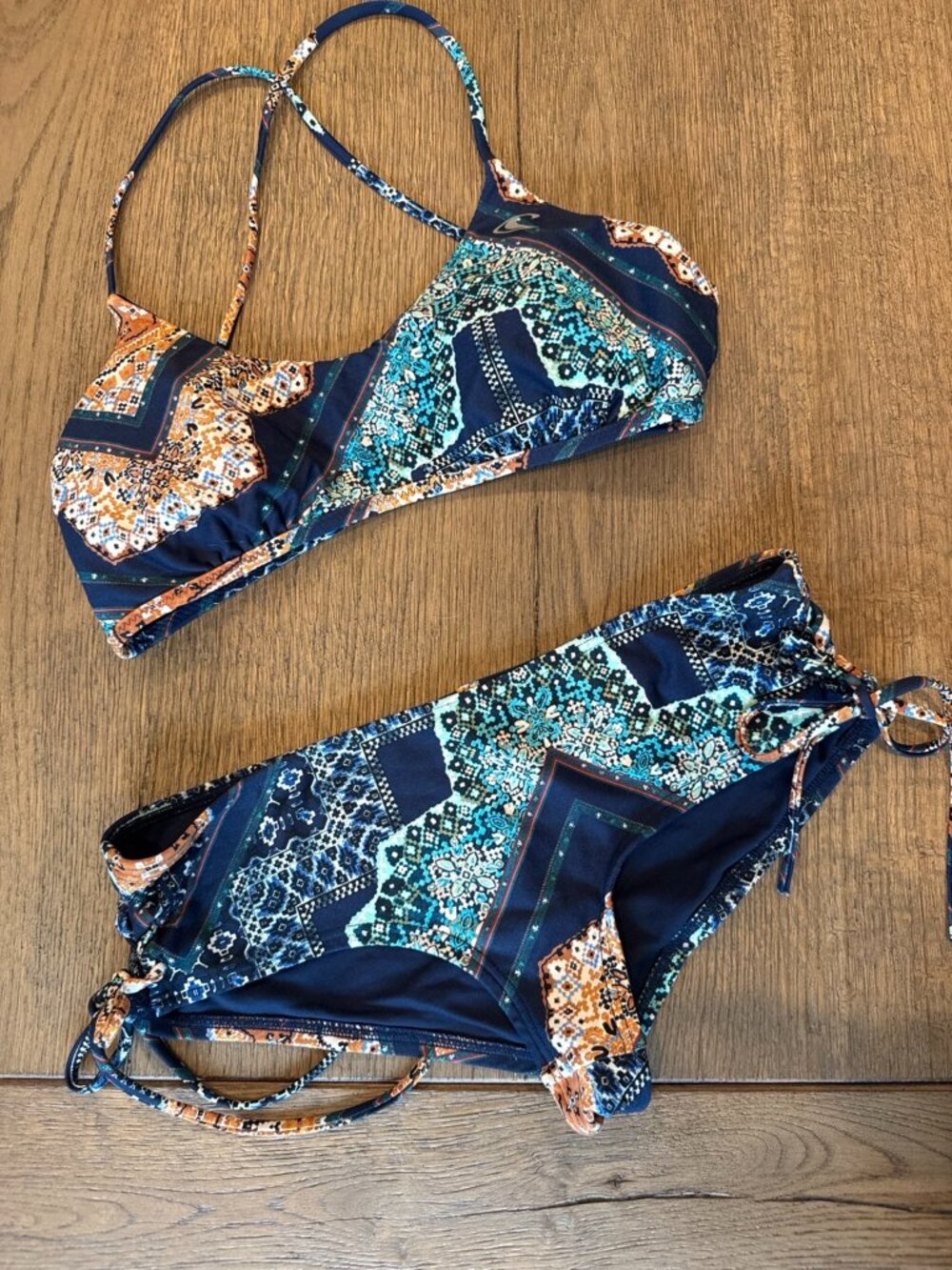 O’Neill Bikini Set Medium Printed Boho Strappy Top Cheeky Bottoms